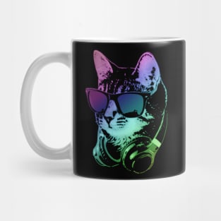 Dj Cat In Neon Lights Mug